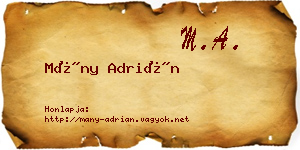 Mány Adrián névjegykártya